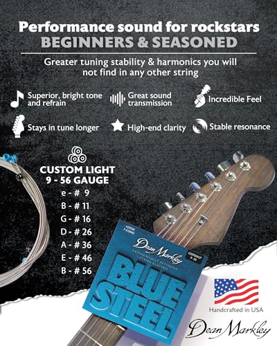 Blue Steel Electric Guitar Strings 6 Piece Set Gauges 8-38 J58151