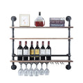 White Rhombus Wall Mounted Wood Wine Rack D291665