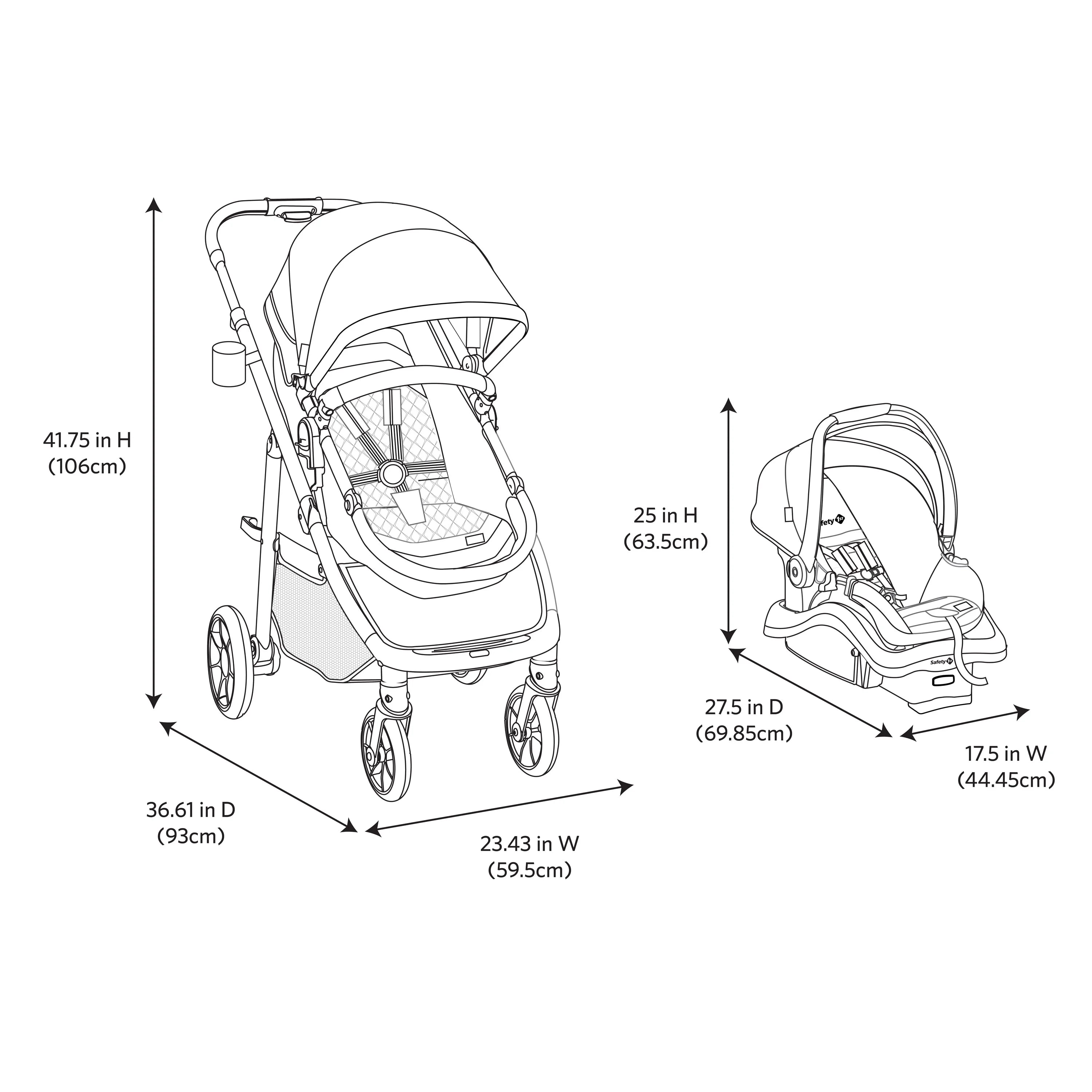6 in 1 Modular Travel System Stroller and Infant Car Seat E154