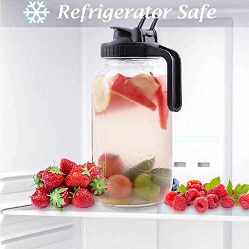 64 OZ Glass Pitcher With Pour Spout Lids O96681