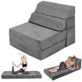 Grey Folding Sofa Bed Convertible Sleeper Chair Couch B68596