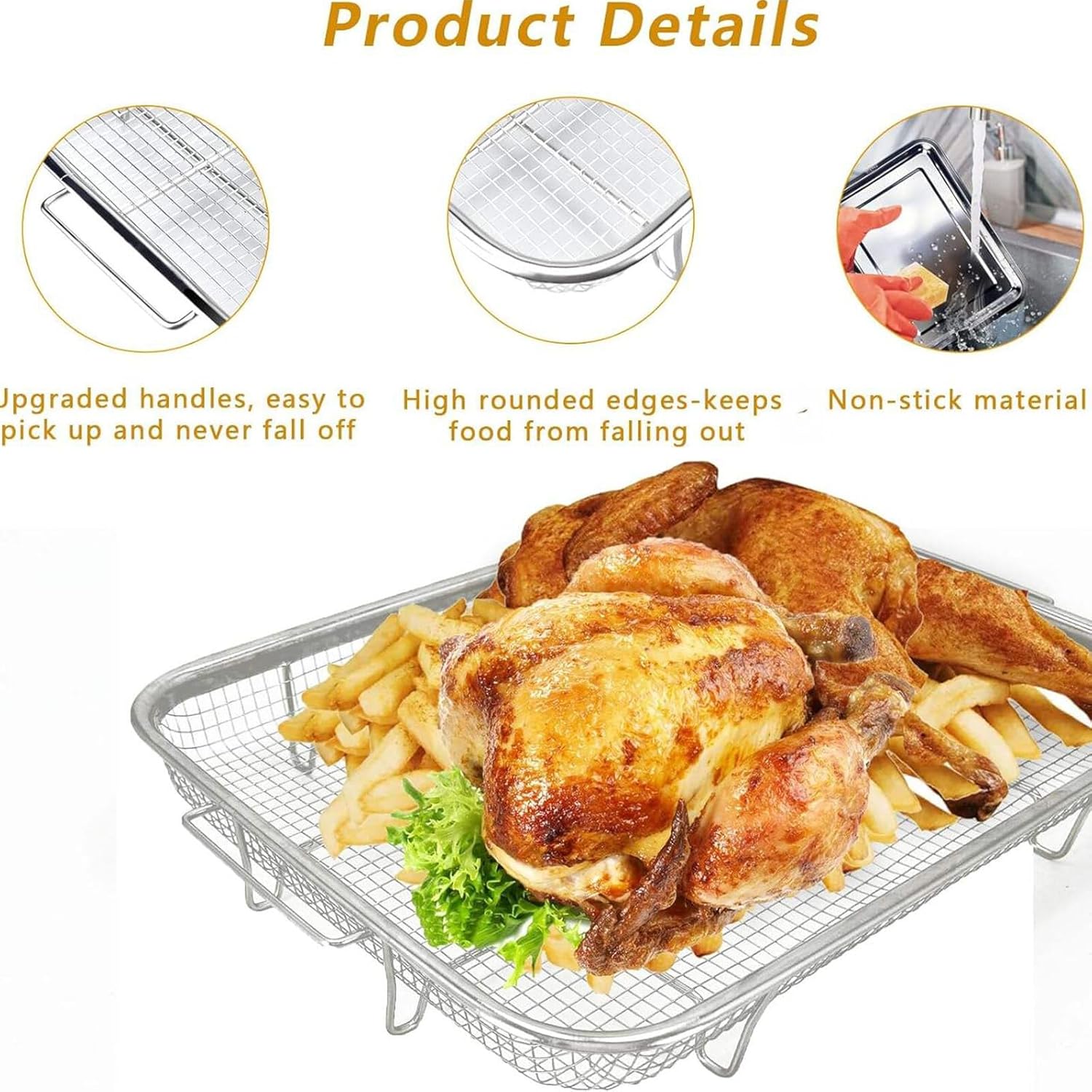 Stainless Steel Air Fryer Basket and Tray Set, 15.4" x 11.5" F9408