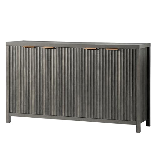 Natural 56" Fluted Sideboard Buffet Cabinet with Adjustable Shelves N9633