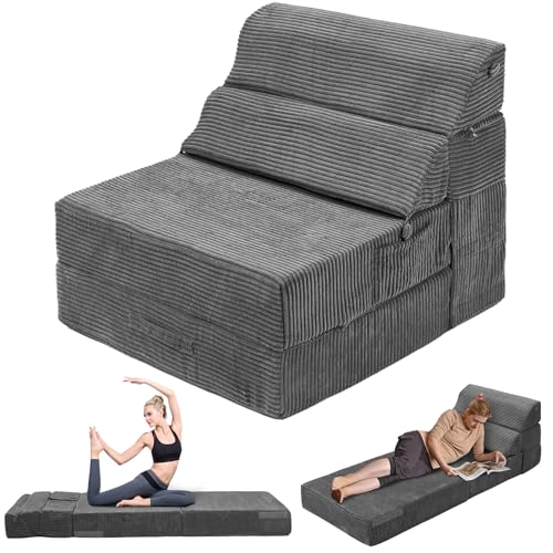Grey Folding Sofa Bed Convertible Sleeper Chair Couch B68596