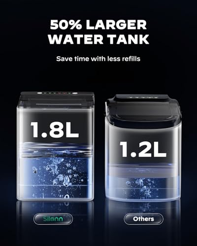 Black Self-Cleaning Ice Machine, 26Lbs/24H, 2 Sizes of Bullet Ice H207