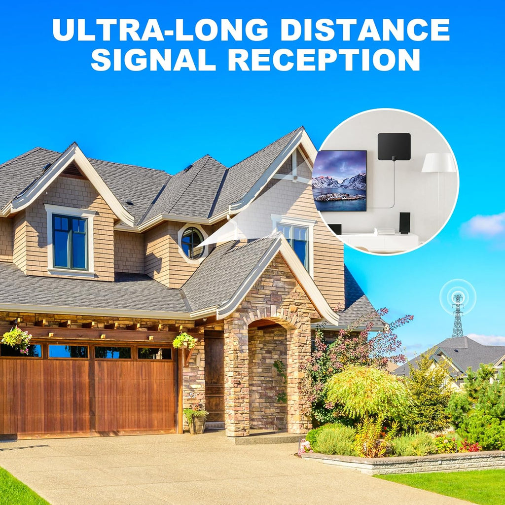 Indoor TV Antenna with Signal Booster and 16ft Coax Cable B134