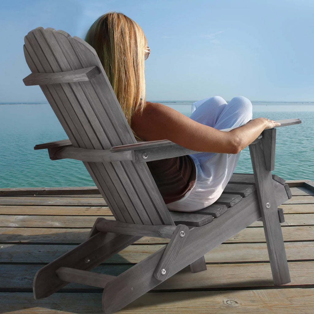 Gray Wooden Folding Adirondack Chair Set of 2 G8048