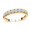 Moissanite Round 925 Sterling Silver Vermeil Yellow Gold Plated Eternity Band Ring Size 9 Ct 0.82 L16795