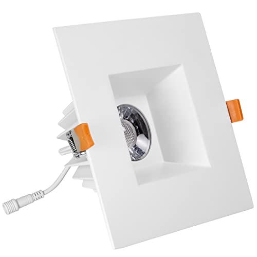 6" Ultra-Thin Recessed LED Downlight Canless IC Rated 1200 Lumens 5 Color Temperature Select Dimmable Square Black Trim 90 CRI H97192