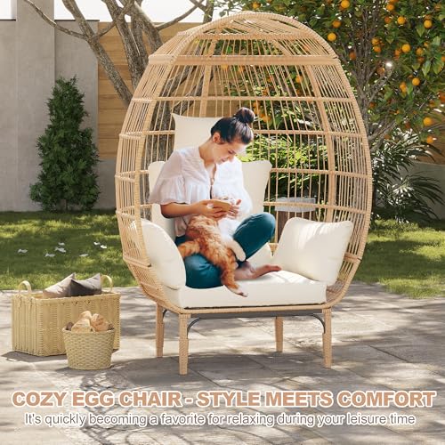 Oversized Wicker Egg Chair with 5 Cushions G166