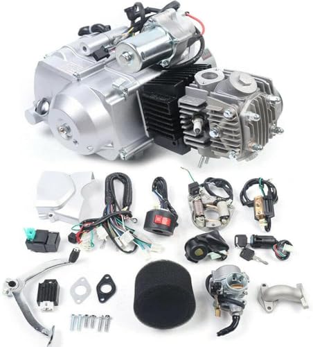 140cc 4 Stroke Engine Motor, Complete Engine Kit Single Cylinder Horizontal 4-speed Transmission Manual Clutch CDI S654