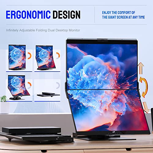 Dual 24" FHD Stacked Desktop Monitors with 1080P Webcam & Speakers, 100W USB-C Charging L783