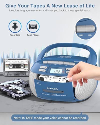 Boombox CD Player Cassette Player AM FM Radio with Bluetooth N900