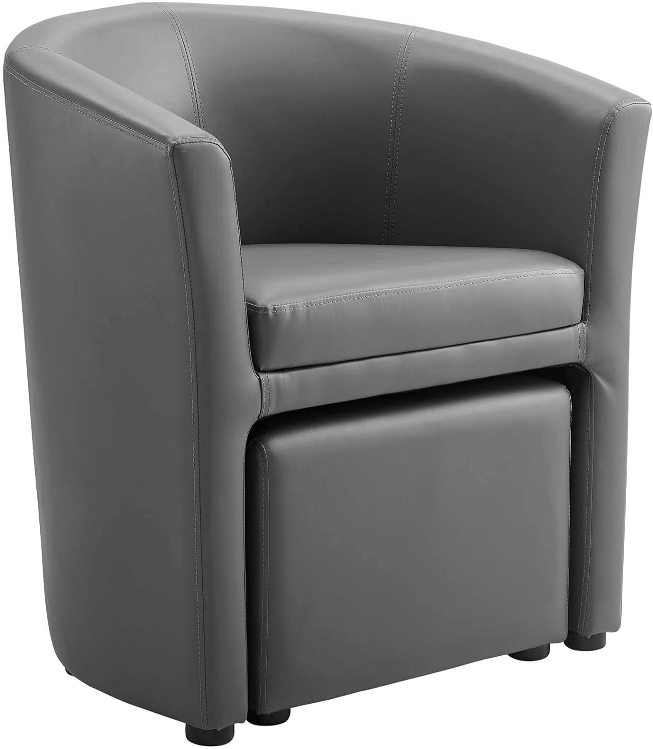 Gray Faux Leather Armchair And Ottoman Set X20316