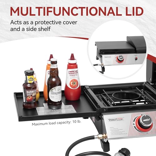 3 Burner Propane Gas Grill and Griddle Combo with Lid, Silver & Black U3730