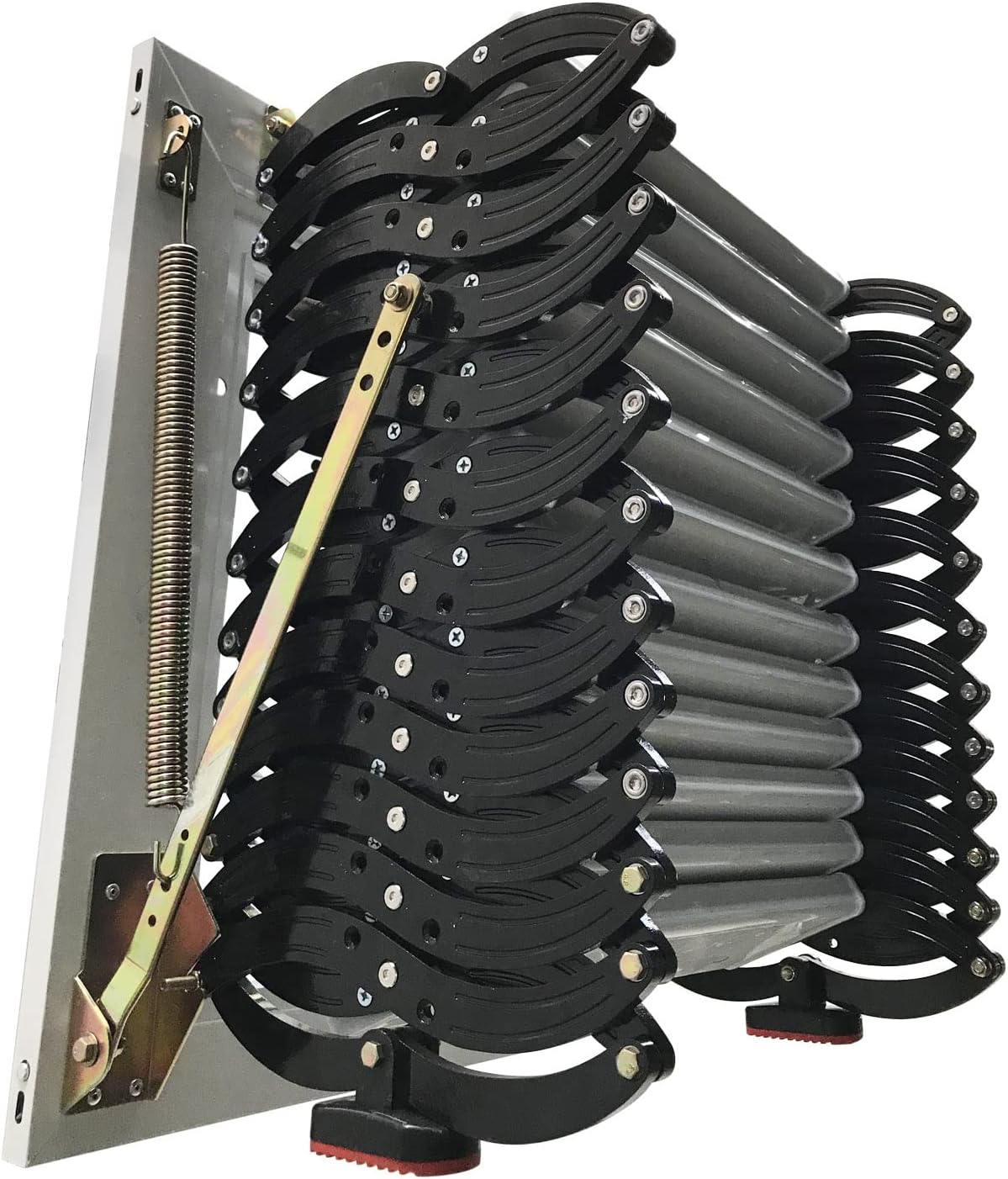 Black Wall-mounted Folding Attic Ladder, 9.8 feet Height, Ti-Mg Alloy X4042