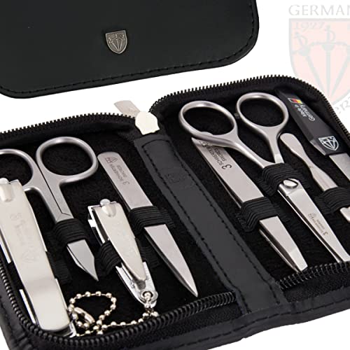 8 piece manicure pedicure grooming kit set synthetic leather case white Q69342