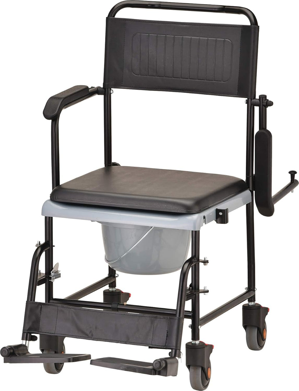 Hammertone Transport Chair Commode with Locking Wheels and Removable Padded Seat T184