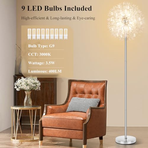 69'' Crystal Floor Lamp with K9 Crystals, Silver Chrome Y562859
