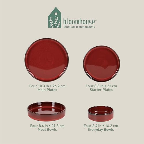 Amber Terracotta Reactive Glaze Dinnerware Set, Service for Four (16pcs) Z441293