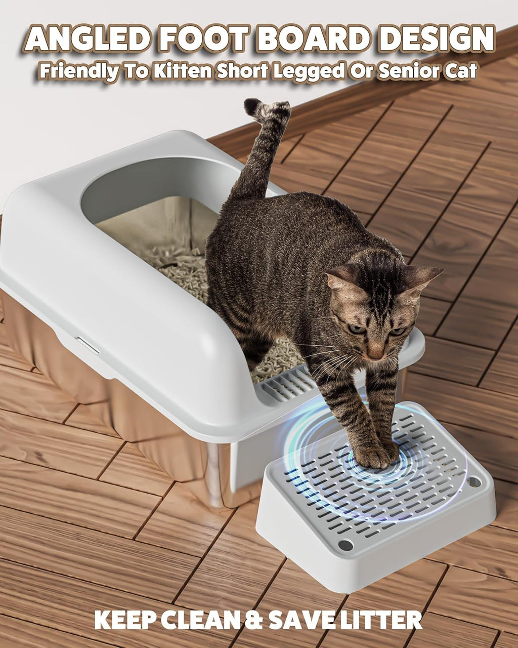 Extra Large Stainless Steel Cat Litter Box with Lid Z185