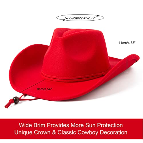 Retro Felt Wide Brim Cowboy Hat with Wind Lanyard R770