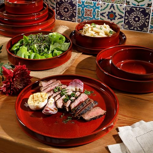 Amber Terracotta Reactive Glaze Dinnerware Set, Service for Four (16pcs) Z441293