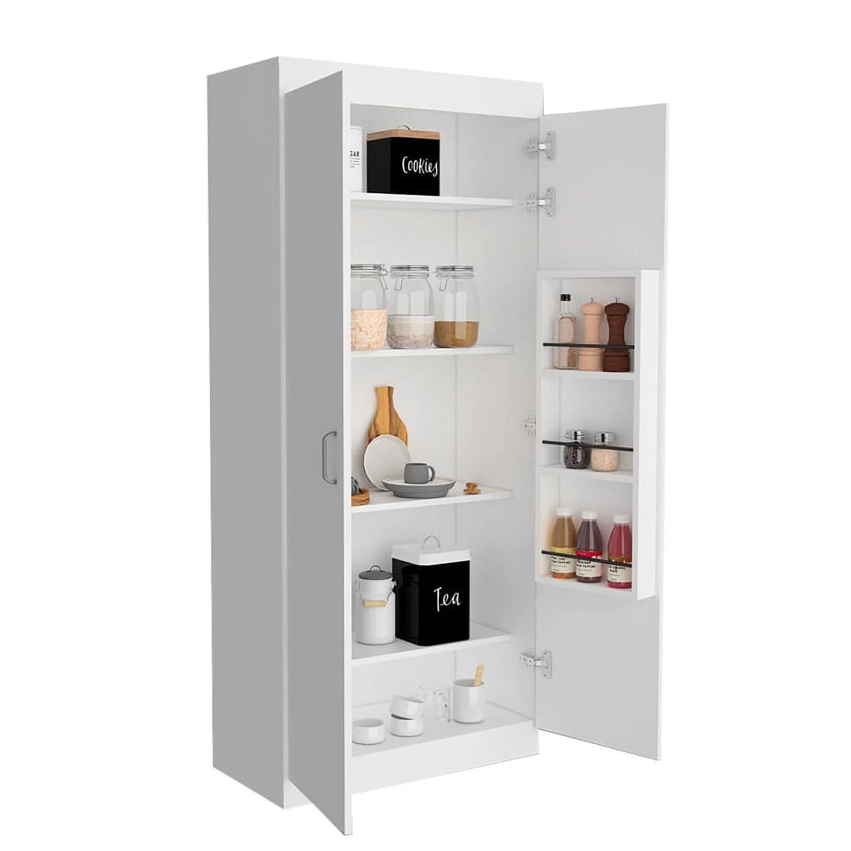White 5-Shelf Engineered Wood Pantry Cabinet I5762