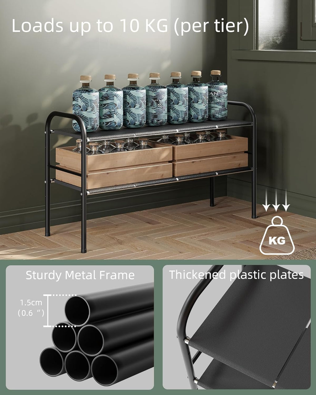 2 Tier Expandable Under Sink Organizer Shelf with 8 Removable Panels U886208