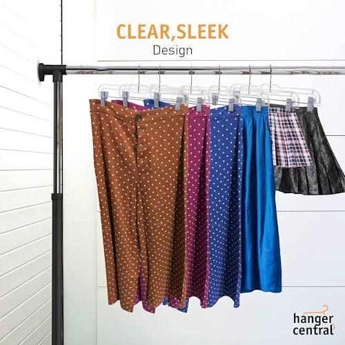 12 Pack 14" Clear Skirt Hangers with Adjustable Clips Q141