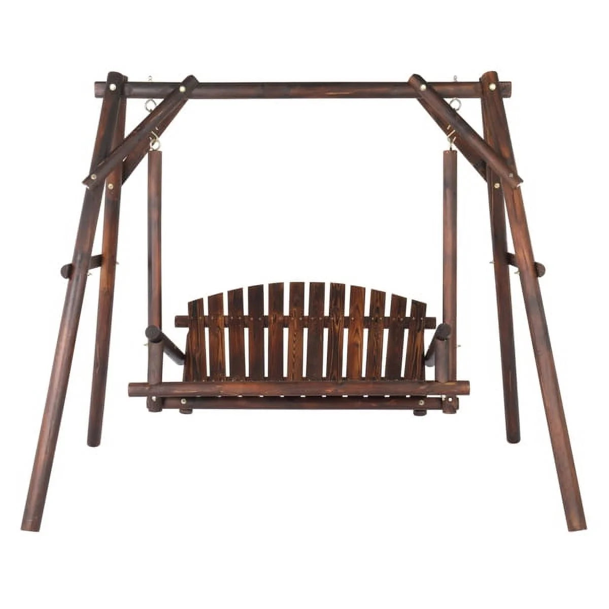 6.5ft Hardwood Patio Swing with Stand, Carbonized H2379