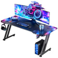 47 Inch Gaming Desk with LED Lights Carbon Fibre Surface S82709