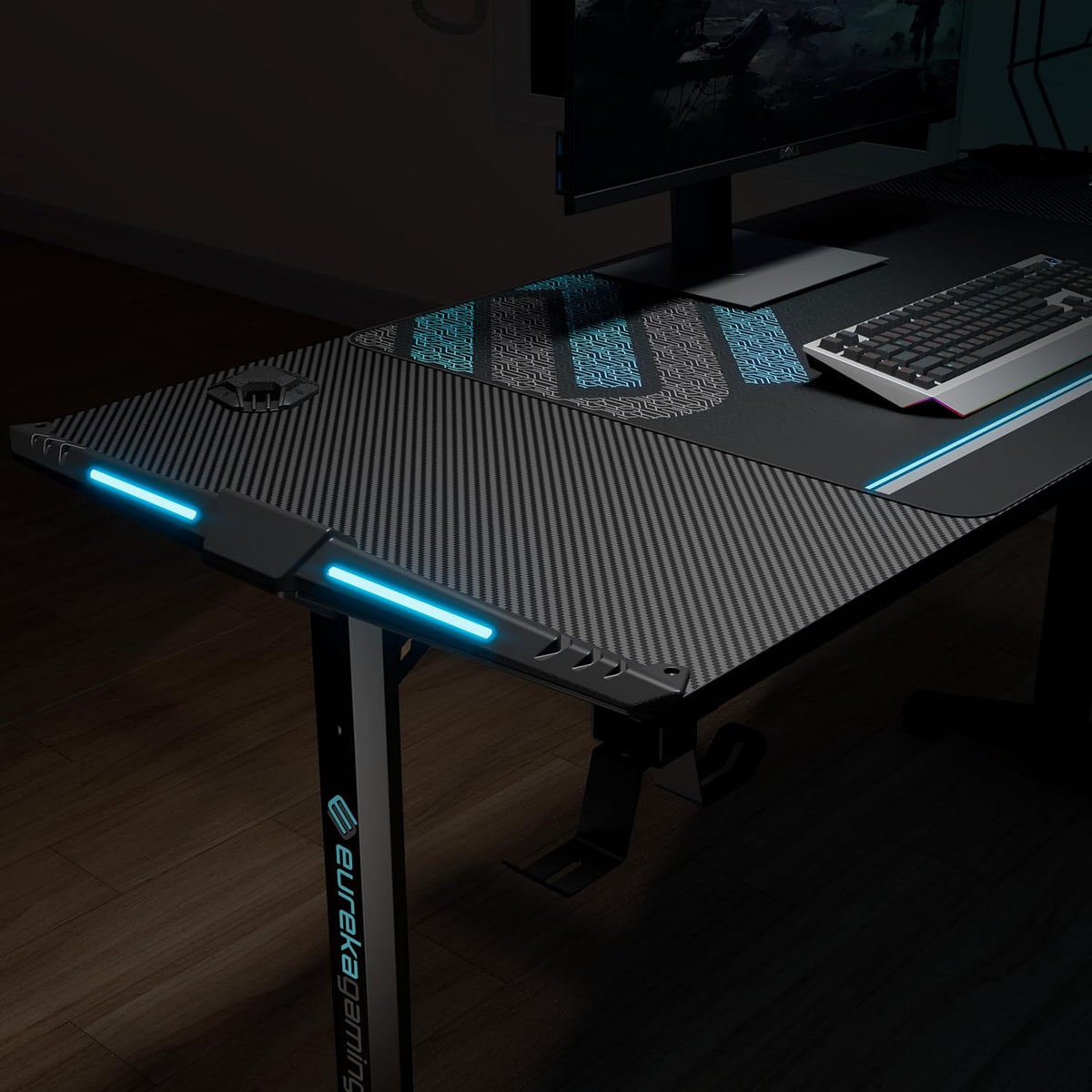 55 Inch Black Gaming Desk with USB Ports E317