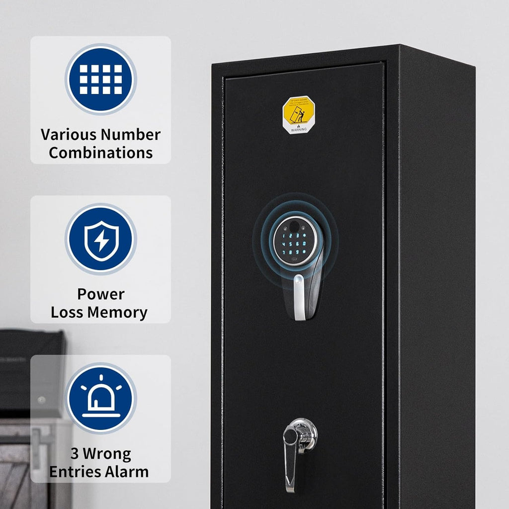 6 Long Gun Safe with Keys Keypad Wall Mount S7812