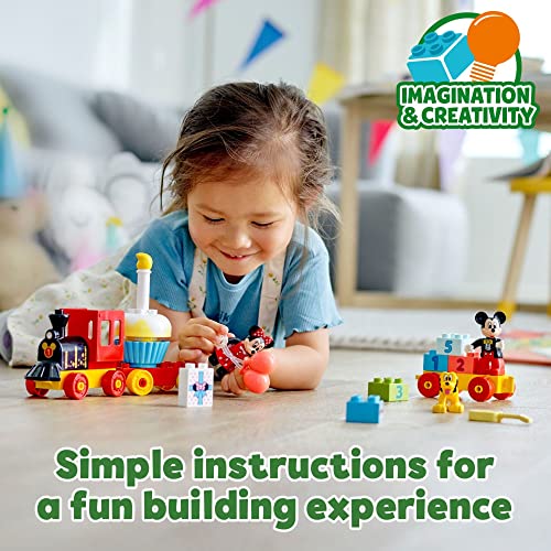 Mickey & Minnie Mouse Birthday Train Building Toy with Number Bricks, Cake and Balloons, for Ages 2+ X527