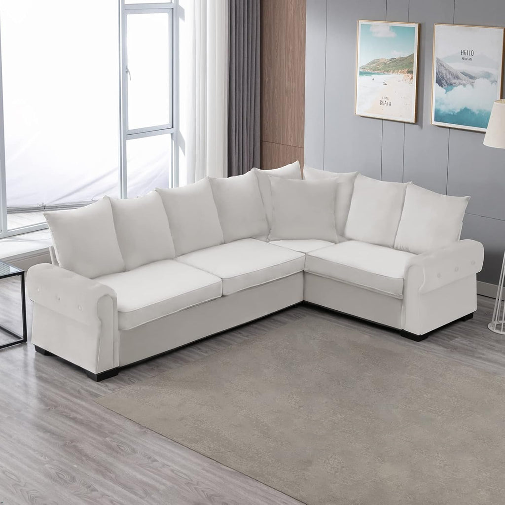 Beige Pull Out Sofa Bed with Folding Foam Mattress E4981
