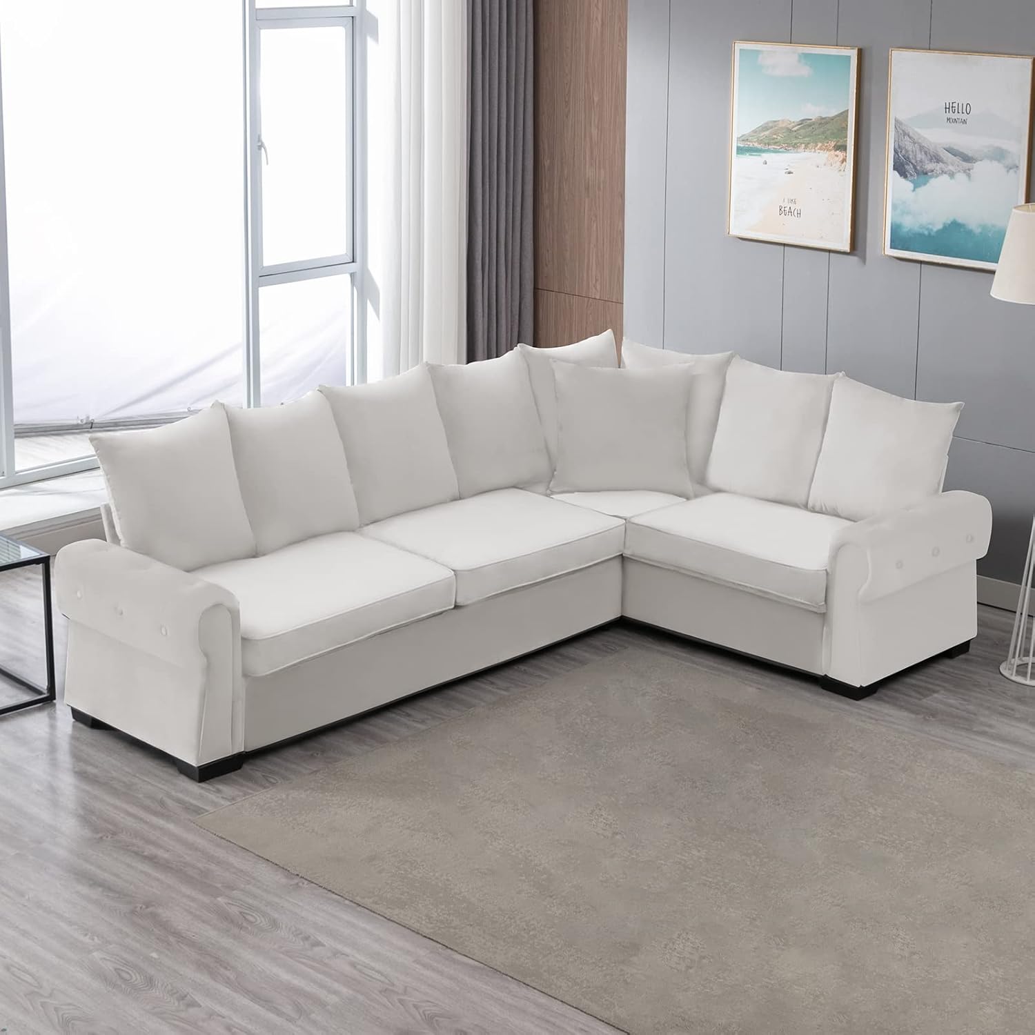 Beige Pull Out Sofa Bed with Folding Foam Mattress E4981
