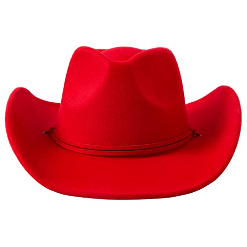 Retro Felt Wide Brim Cowboy Hat with Wind Lanyard R770