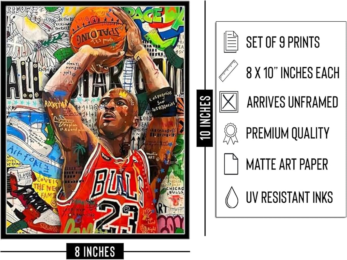 Set of 9 Unframed 8"x10" Basketball Sports Poster B2012
