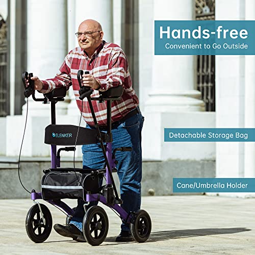 Compact Folding Upright Rollator Walker with 12" Front Wheels R896