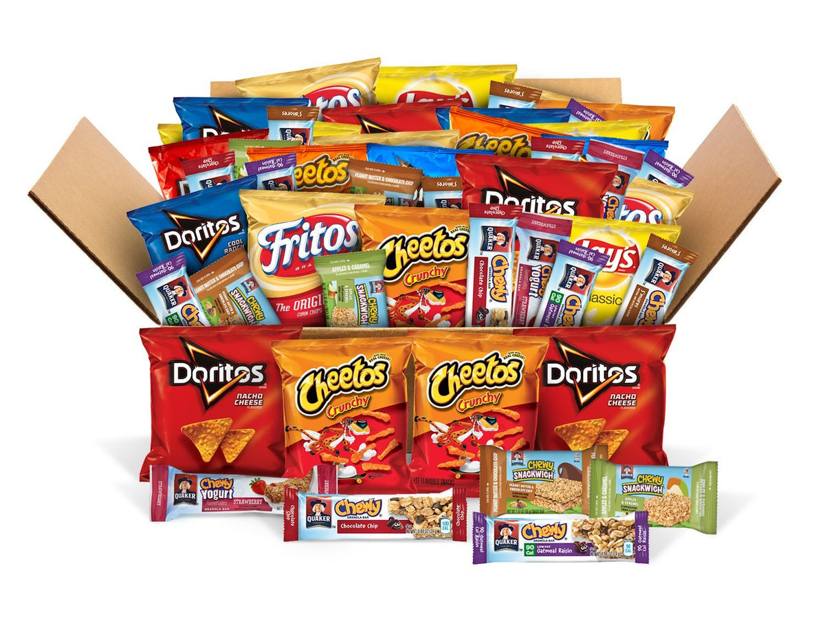 50 Count Variety Box of Chips, Snacks, and Chewy Bars K547472
