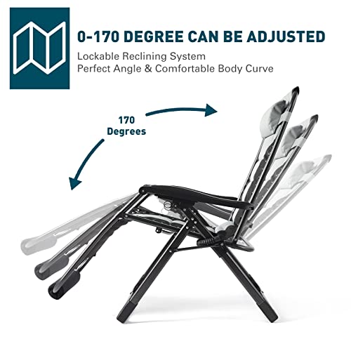 Oversized XL Padded Recliner Patio Lounge Chair with Headrest, Cup Holder & Foot Pad P27083