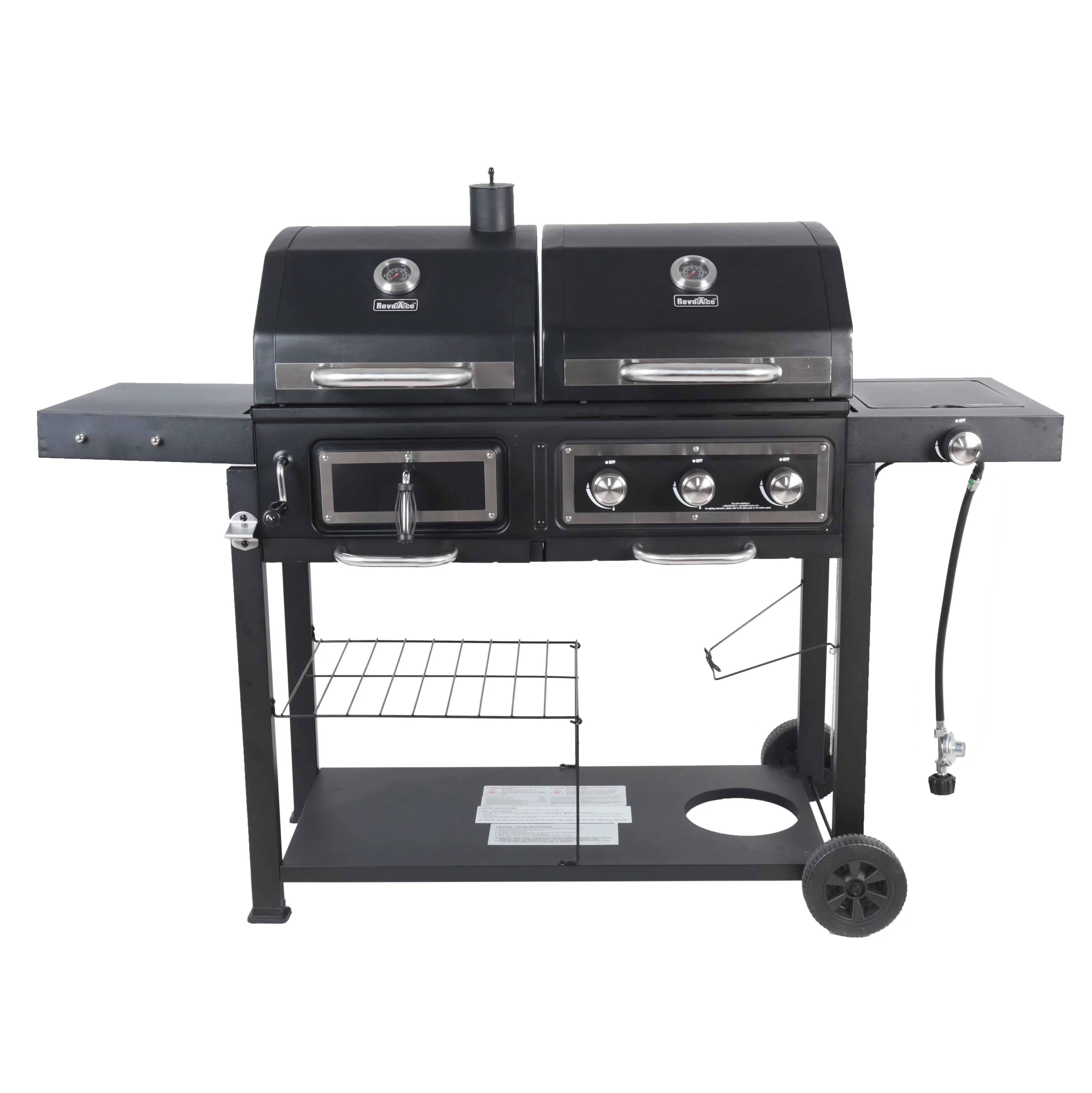 Dual Fuel Gas & Charcoal Combo Grill, Black with Stainless Y618