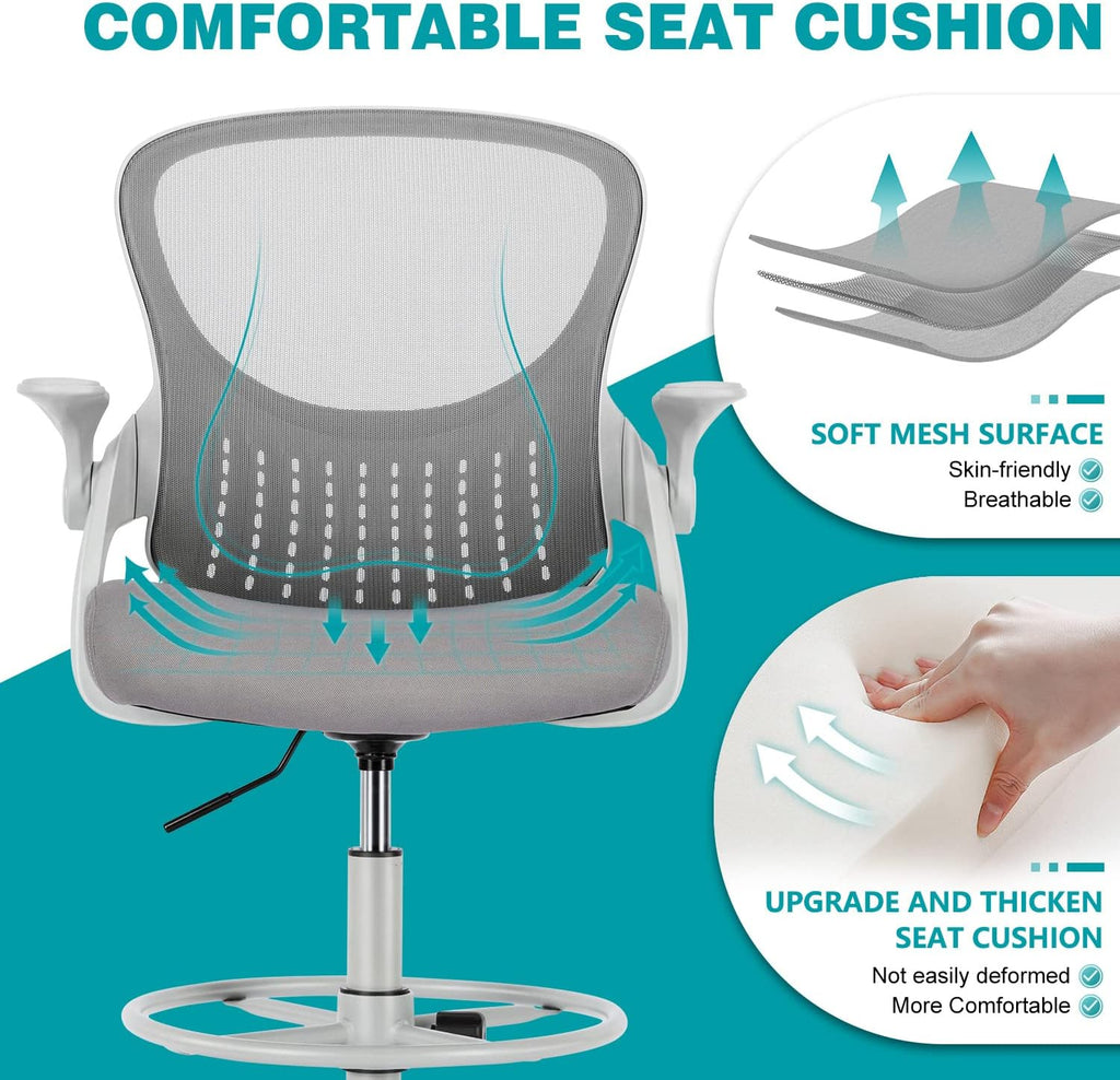 Grey Mid Back Mesh Drafting Chair X44622