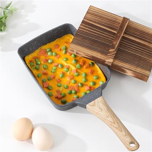 White Square Nonstick Tamagoyaki Pan with Lid and Oil Brush L399