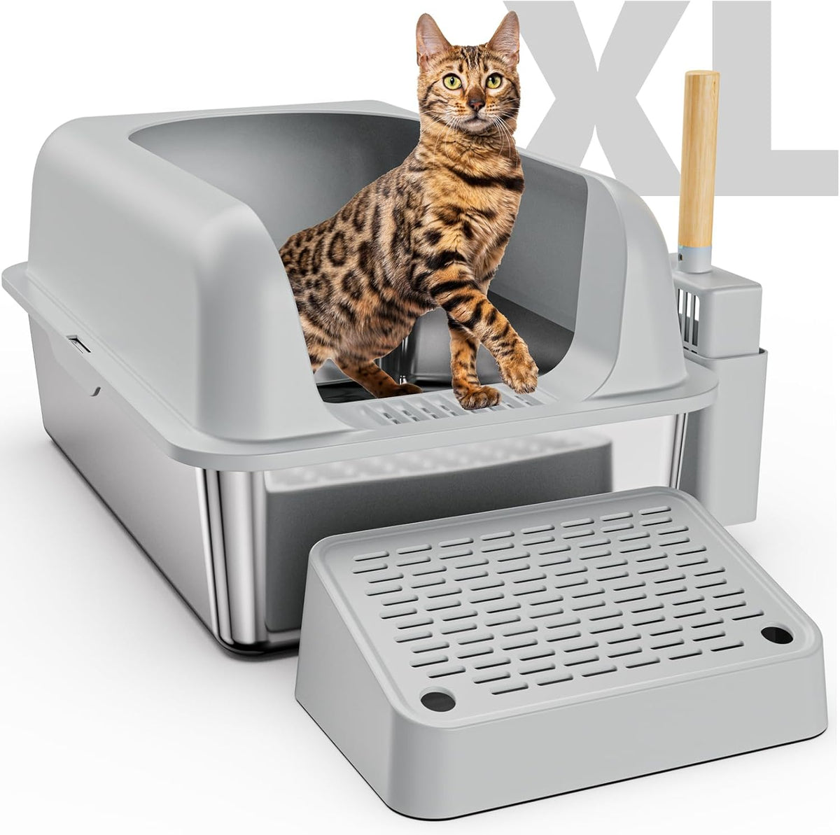 Extra Large Stainless Steel Cat Litter Box with Lid Z185