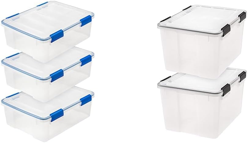 26.5 Quart and 46.6 Quart WEATHERPRO Plastic Storage Box with Lid and Seal R364