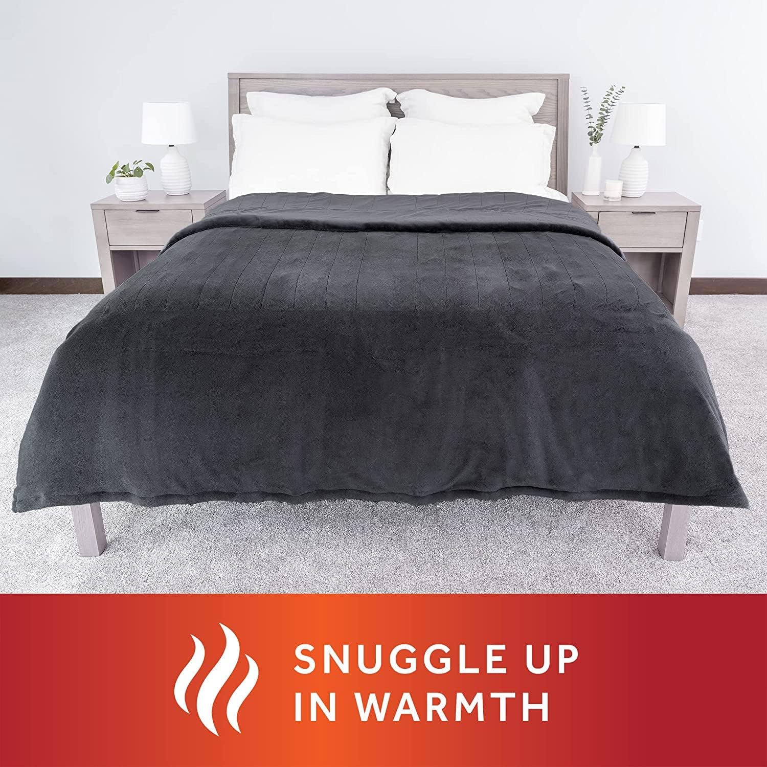 King Slate Grey Electric Heated Blanket with Dual Zone R2087