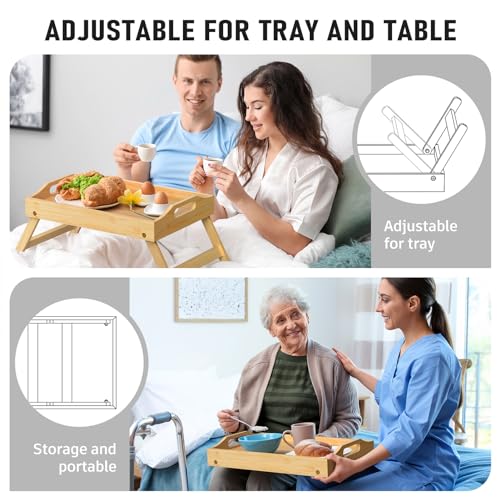 Bamboo Serving Tray with Folding Legs U7818