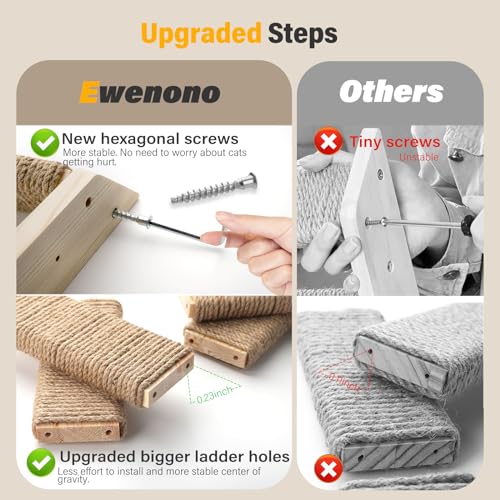 2 Pack 4 Steps Cat Wall Shelves with Sisal Rope S465239